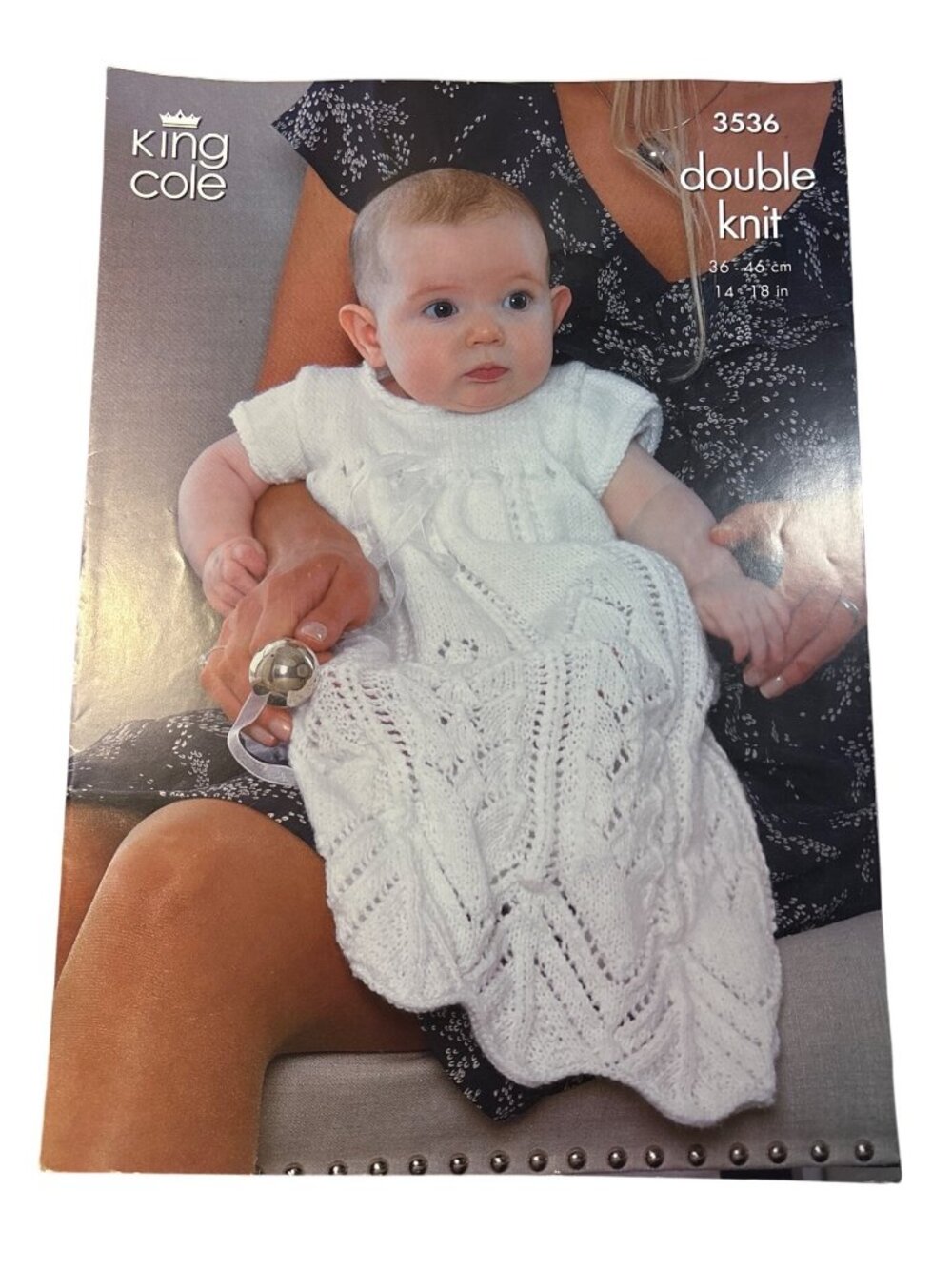 King Cole Double Knit Christening Set Pattern 3536 Dress Cardigan Bonnet